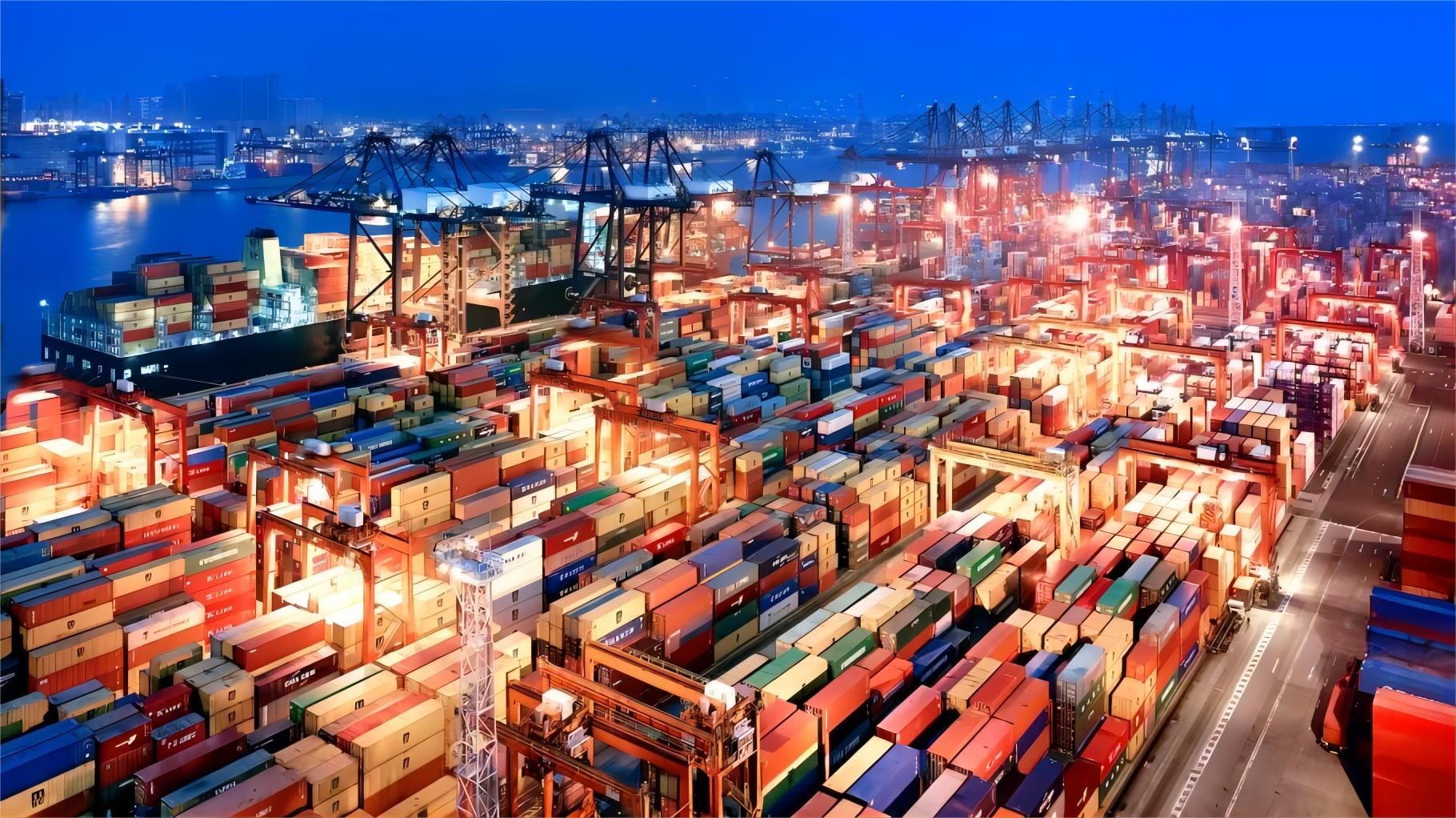Cargo ship carrying containers from China to Spain