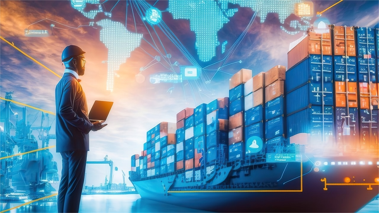 Cargo ship transporting containers from China to Australia