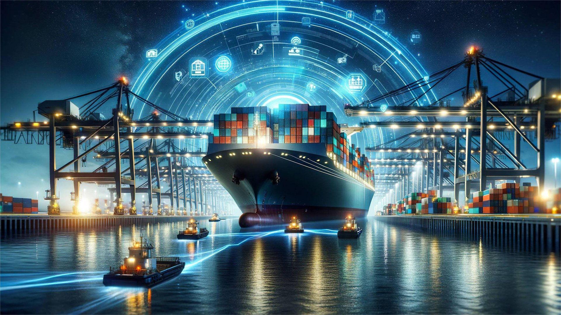 Large container ship departing from a modern Chinese terminal in 2026