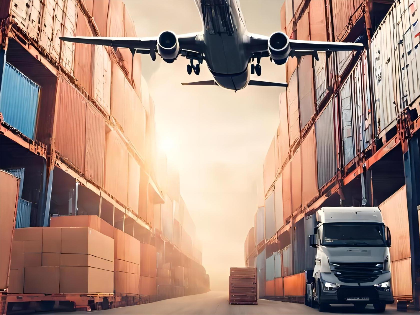 Cargo ship and airplane representing freight services from China to UAE