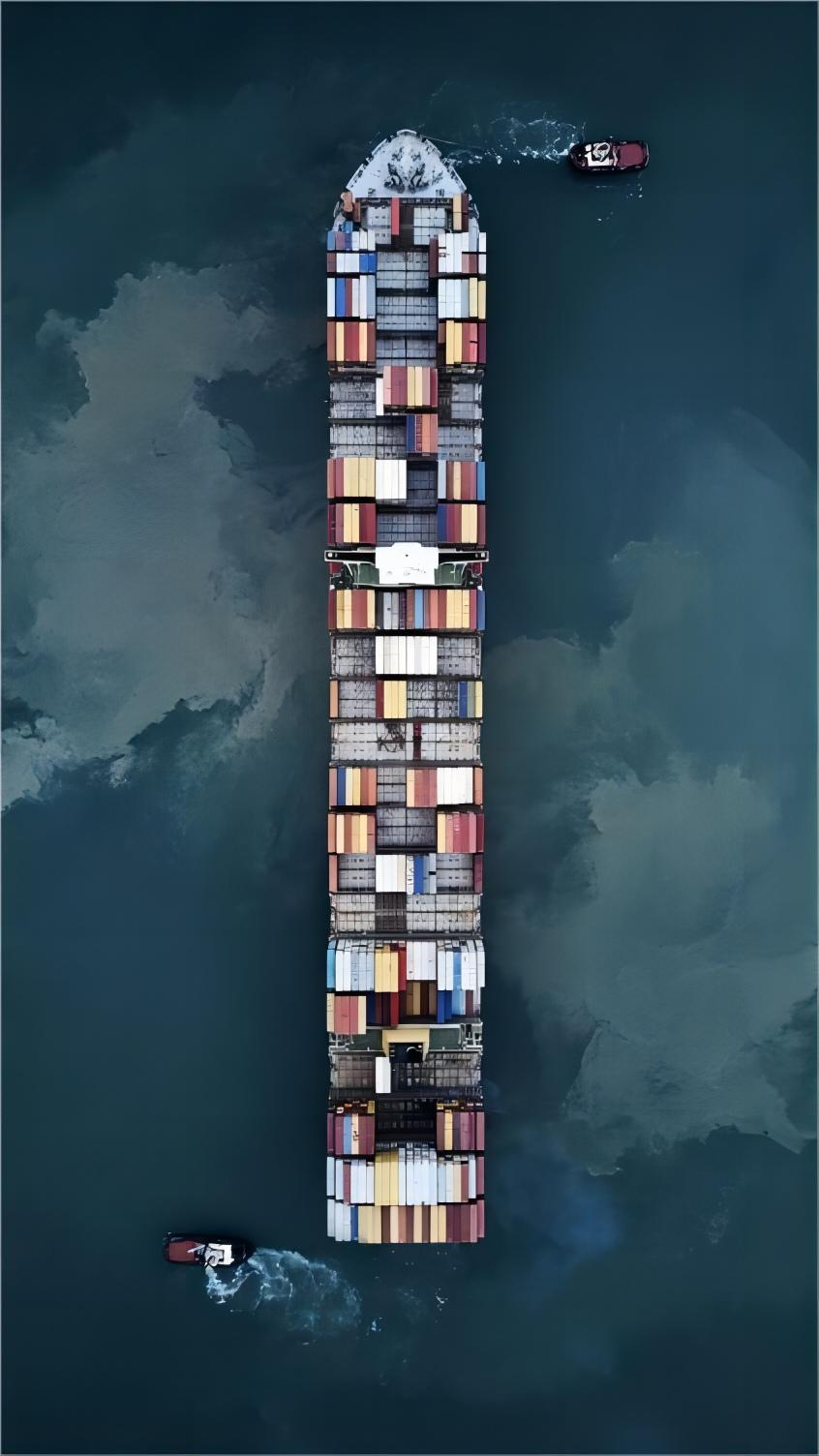Comparison of sea freight and air freight containers at a major Chinese port