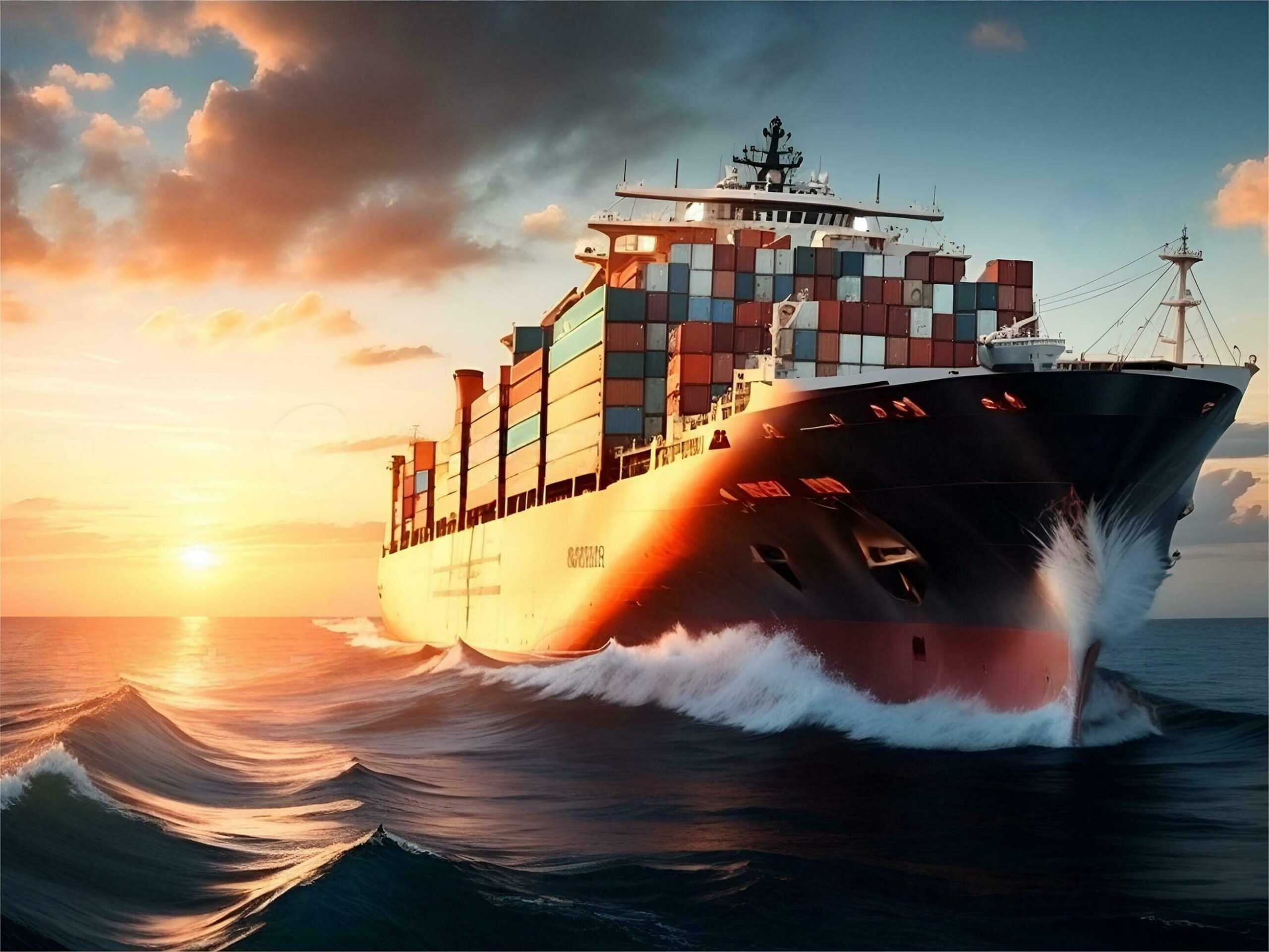Cargo ship transporting containers from China to Nigeria